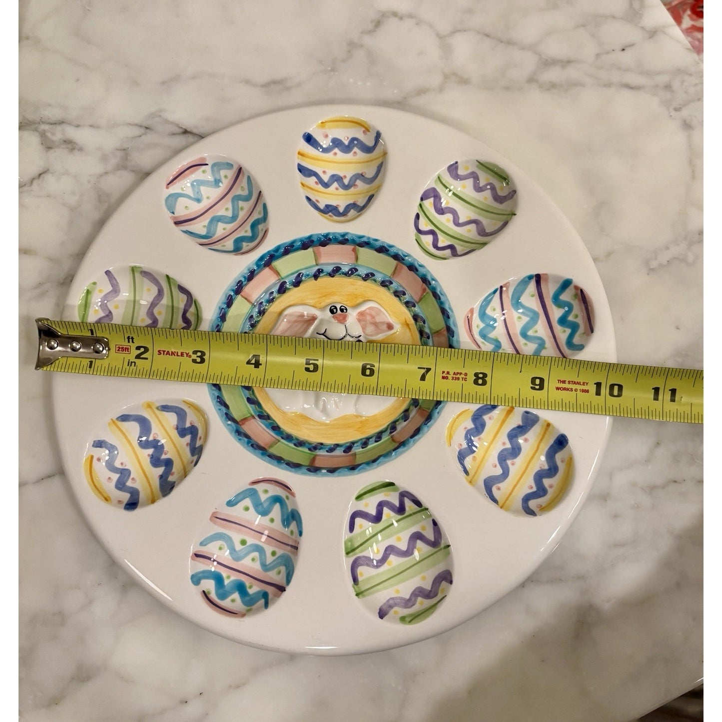 Ceramic Easter Plate By World's Bazaar Inc Ariela Collection Holds 9 Eggs