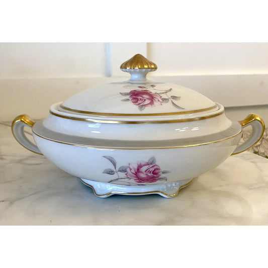 Antique HAVILAND Limoges Round Covered Vegetable Serving Bowl