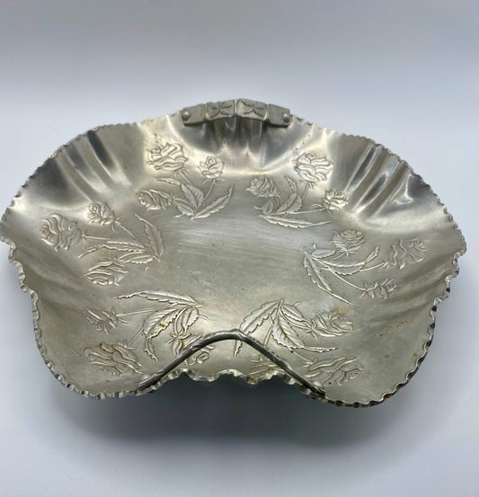 Aluminum Tray with Roses and handles