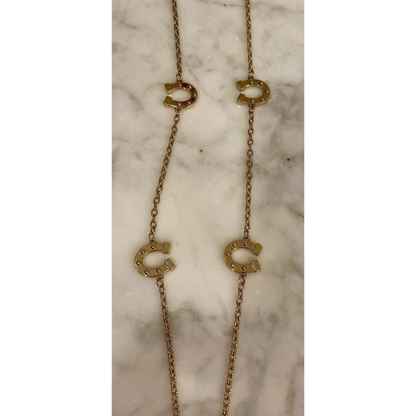 Lilly Pulitzer Necklace Equestrian Horseshoe Preppy Lucky 32” Gold Tone