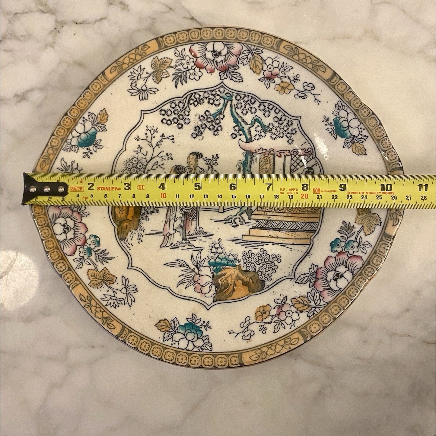 Antique Chinese Pattern Transferware Platter 10.5”