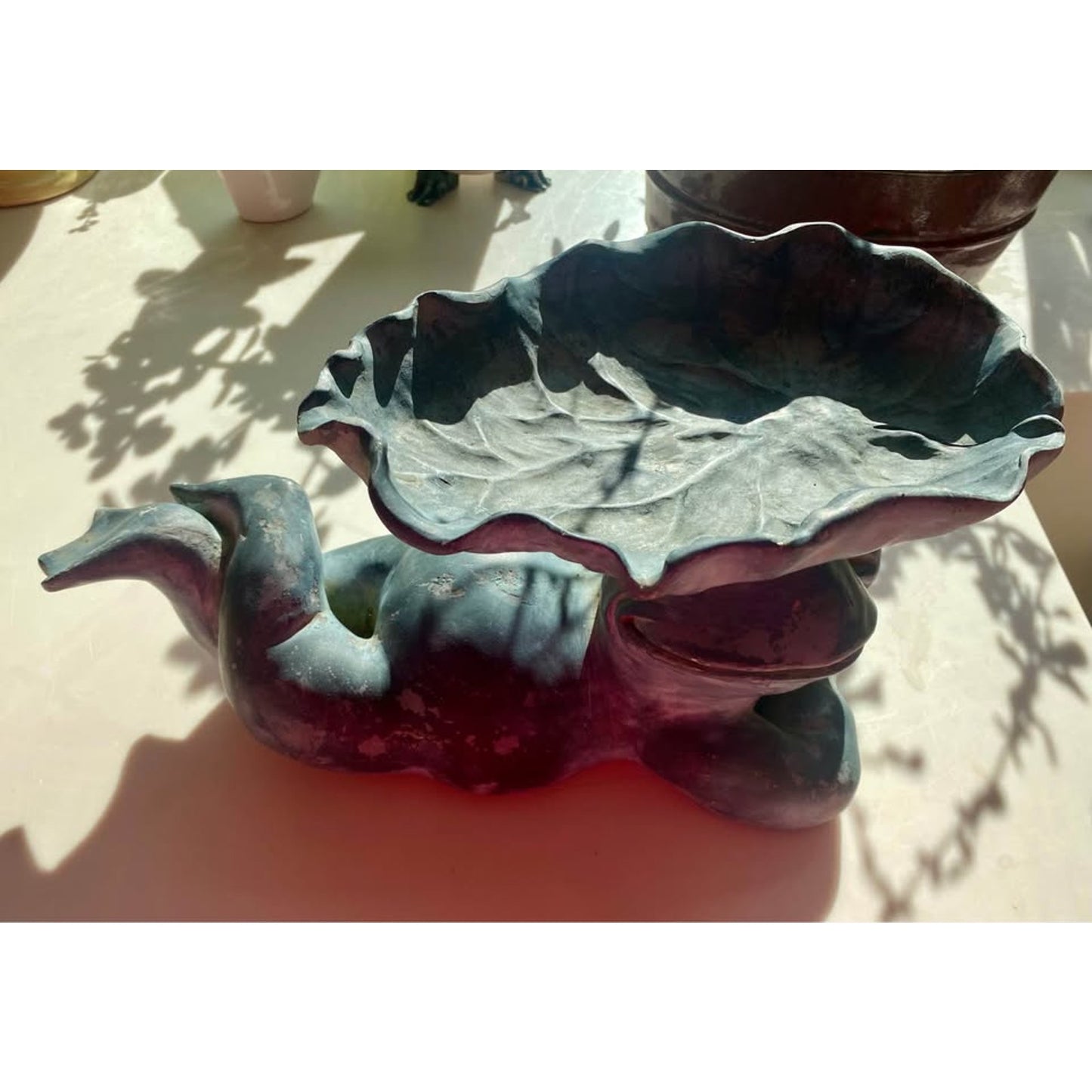 Reclining Frog Bird Feeder