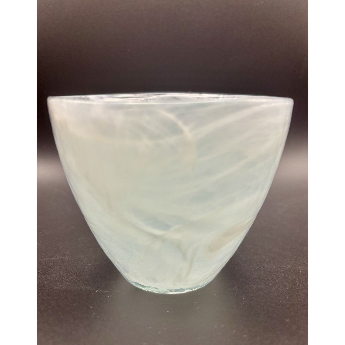 Recycled Art Glass Bowl Teal & White Swirl Bowl