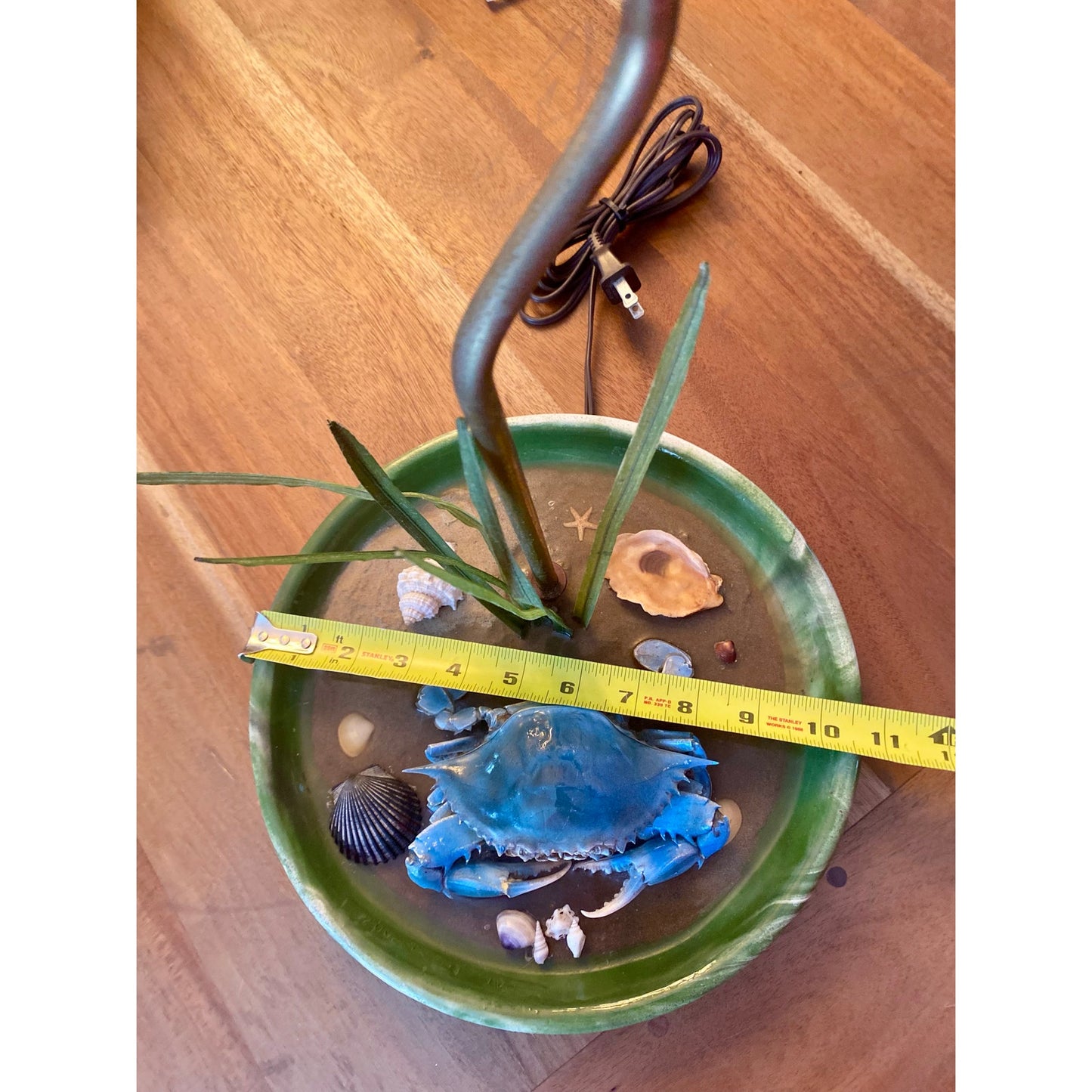Vintage Preserved Blue Crab, Shell and Starfish lamp.