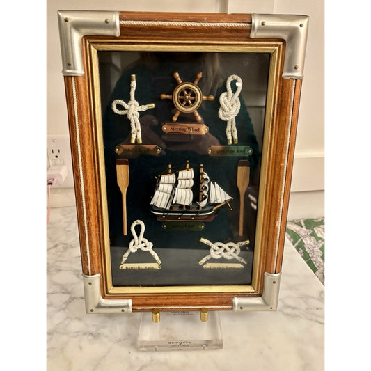 Sailing Ship And Nautical Knots Shadow Box Display Wall Decor