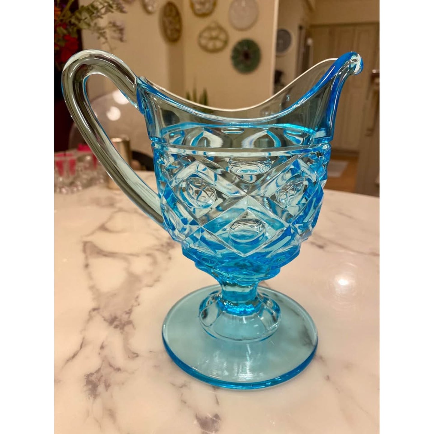 Aqua Glass Signed Little Pitcher