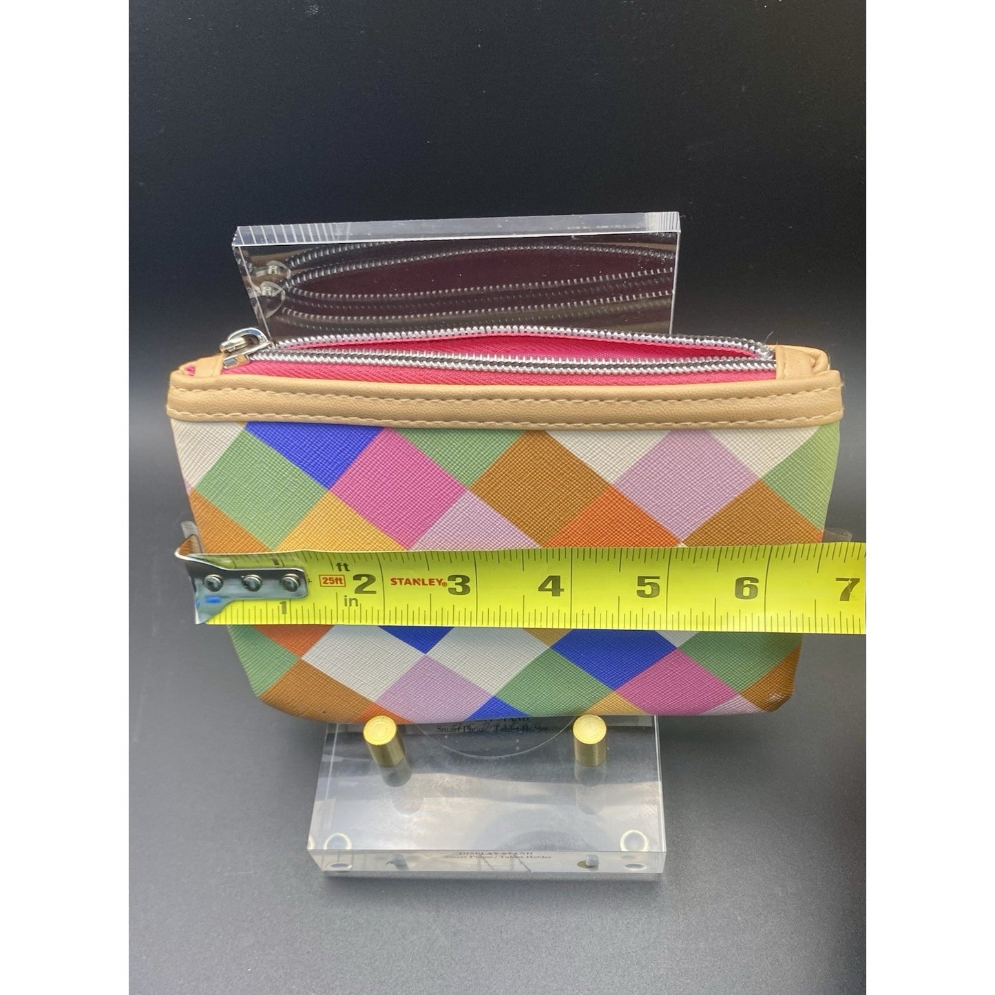 Joan and David multicolor plaid clutch make-up bag