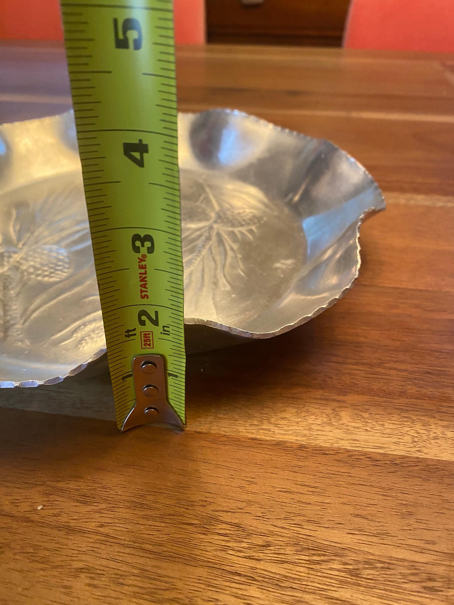 Pine Cone Aluminum Platter with Ruffled Edge