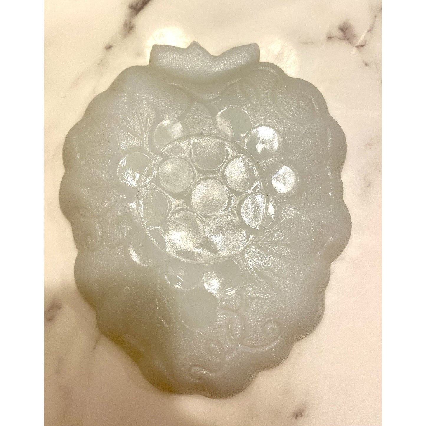 Vintage Hazel Atlas Milk Glass Harvest Grape candy trinket dish 6.75”