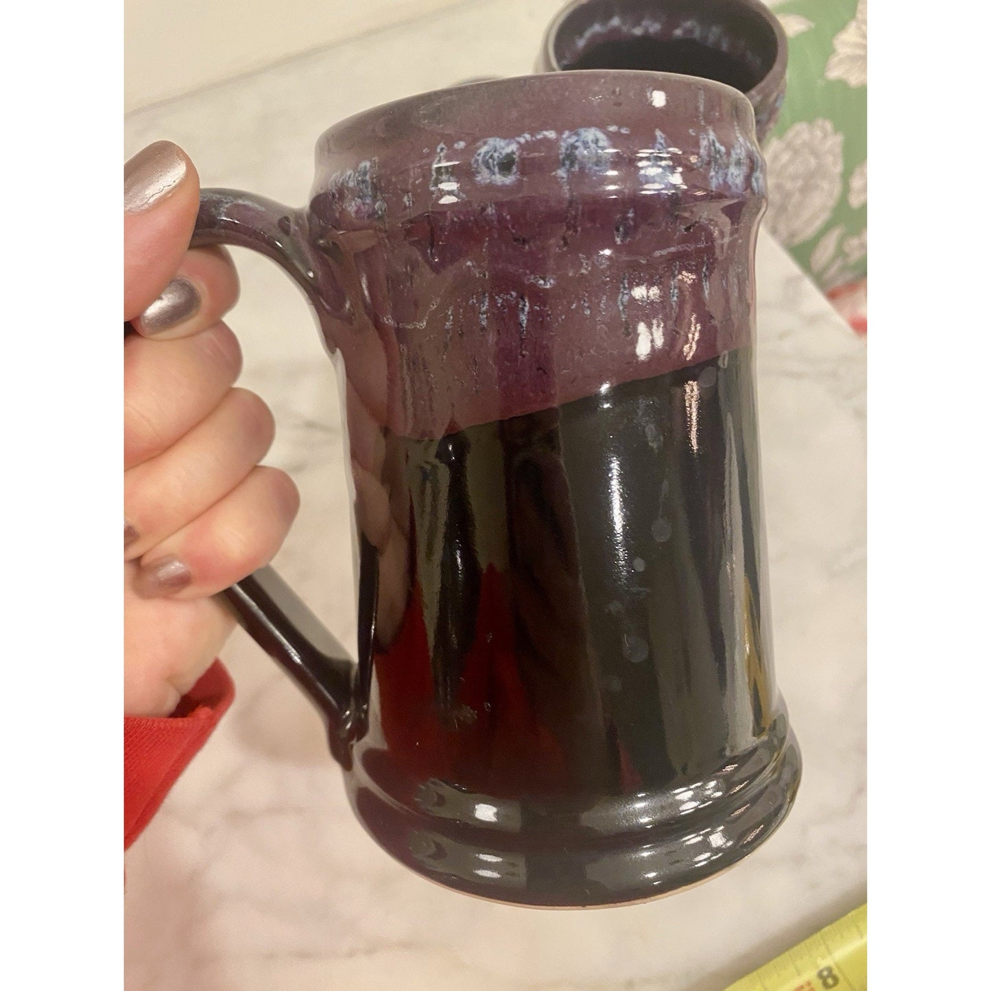 IRON HILL BREWERY 2009 Mug Club Beer Stein Grey Fox Pottery Purple And Navy