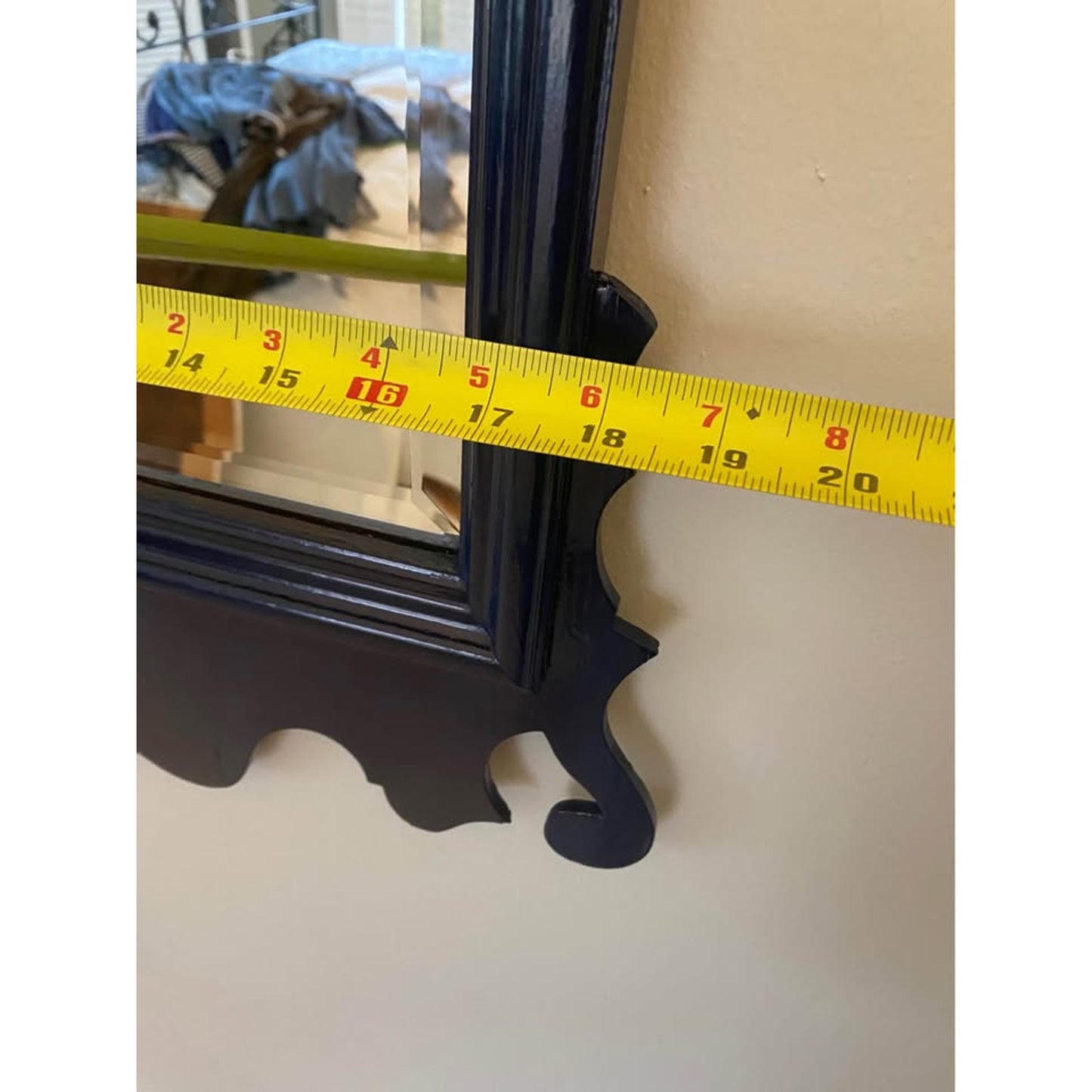 Vintage Hitchcock Newfield Solid Wood Navy Gloss Beveled Mirror
