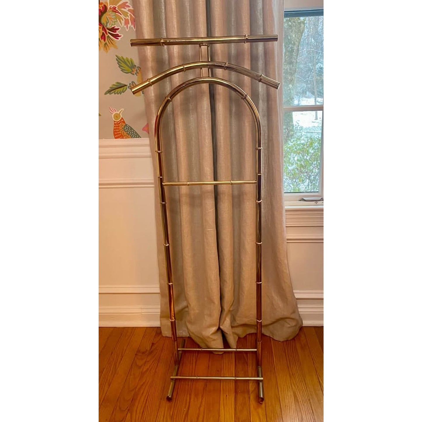 Vintage faux bamboo brass finish valet