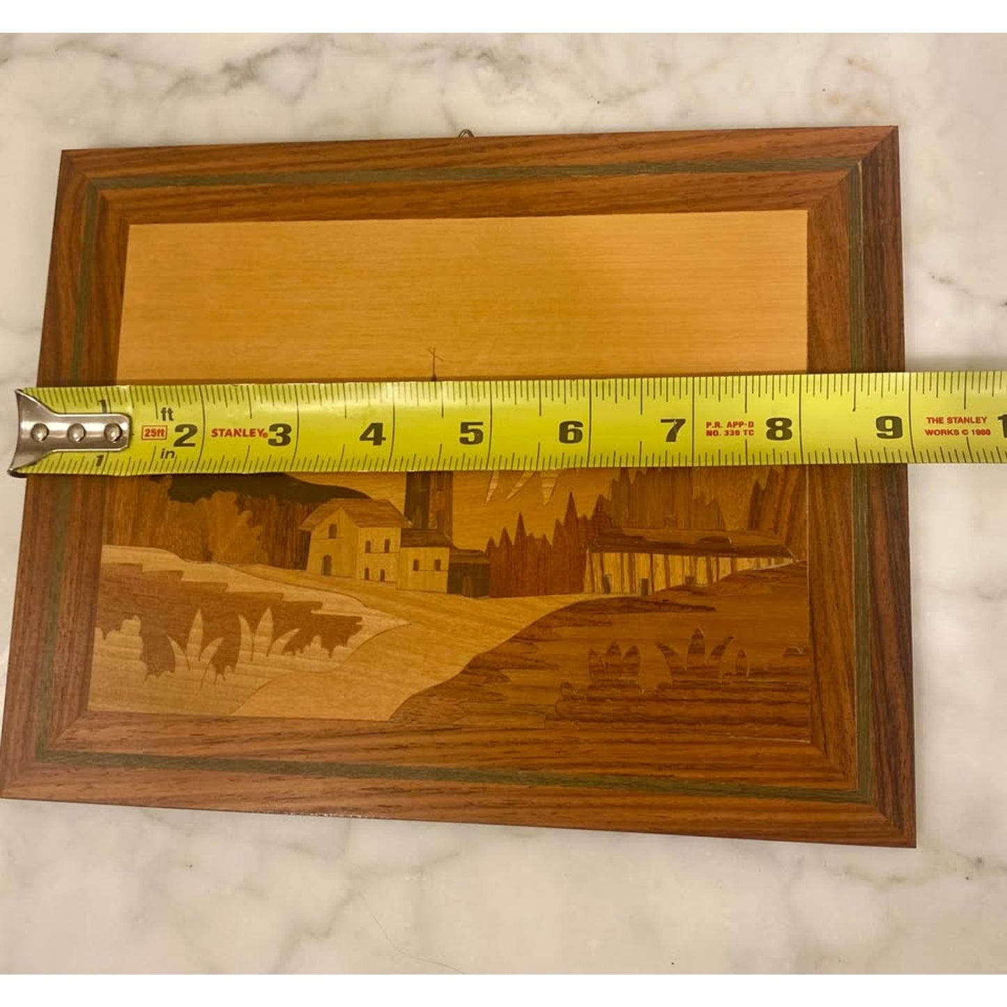VINTAGE Pisa, Italy MARQUETRY INLAID WOOD WALL ART 9”X 7"