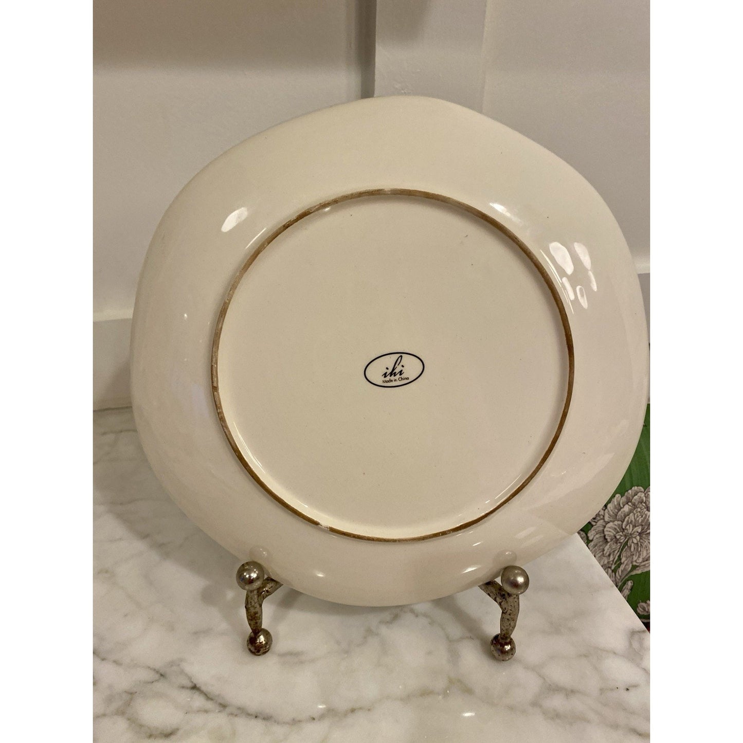 Fish Design Plate 10.5" Blue and White With wavy Edge