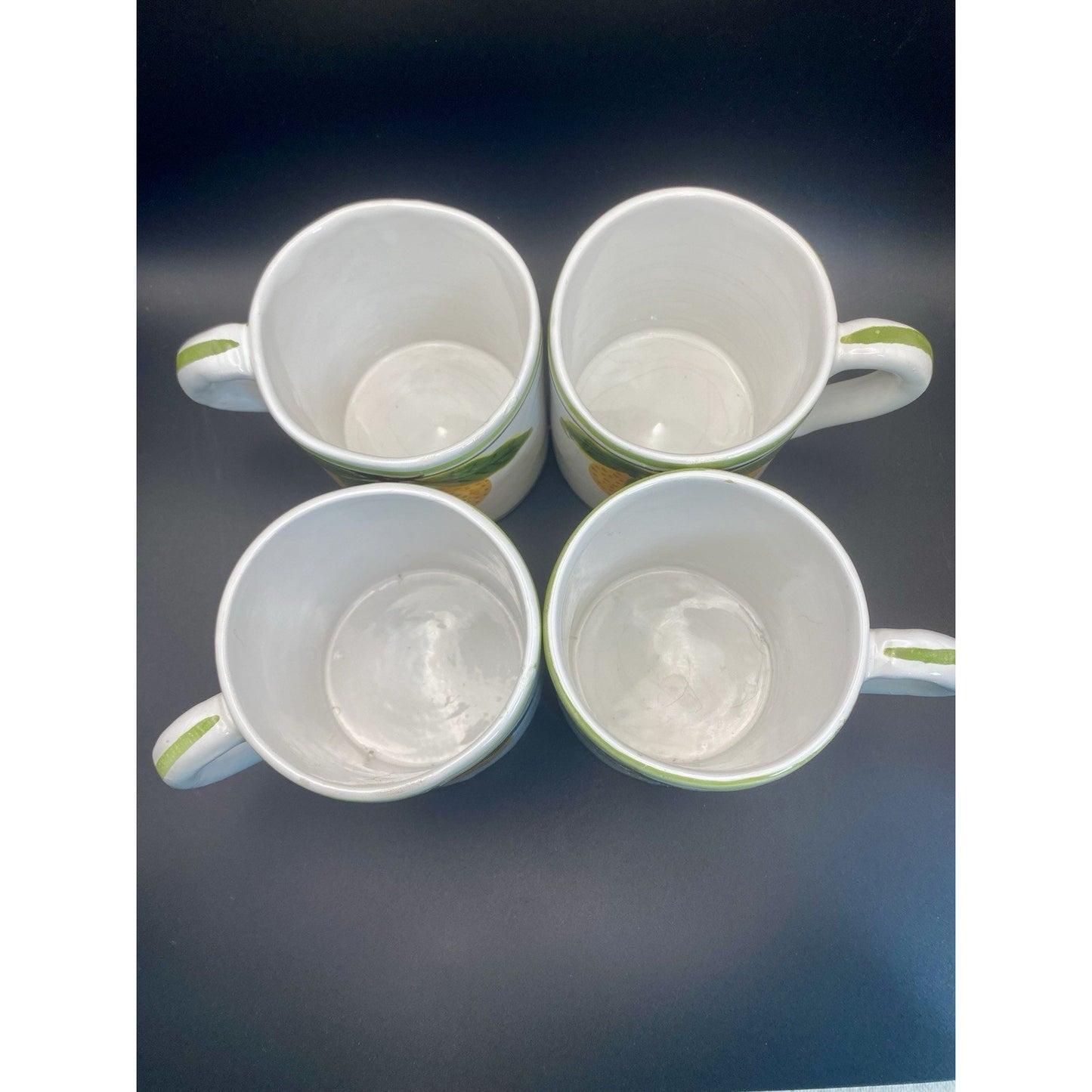 Orange Fruit coffee Mugs Hand Painted from Portugal. Set of 4