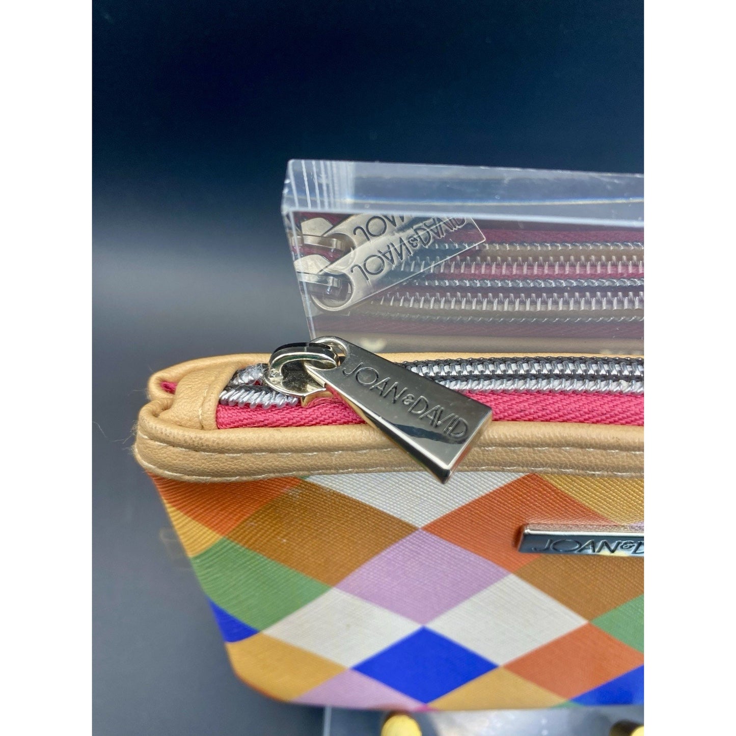 Joan and David multicolor plaid clutch make-up bag