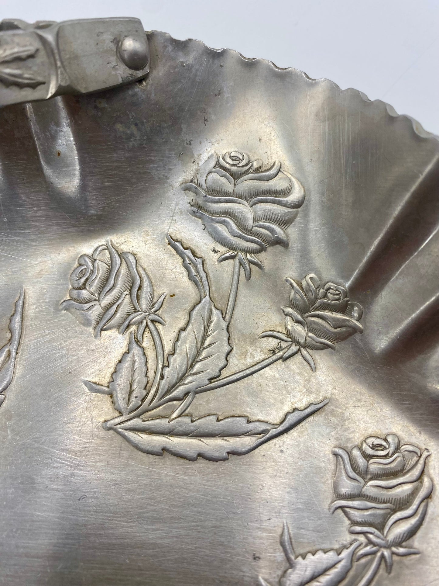 Aluminum Tray with Roses and handles