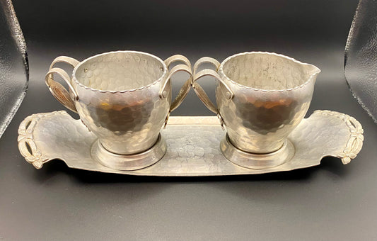 Hand Forged Hammered Sugar and Creamer Set