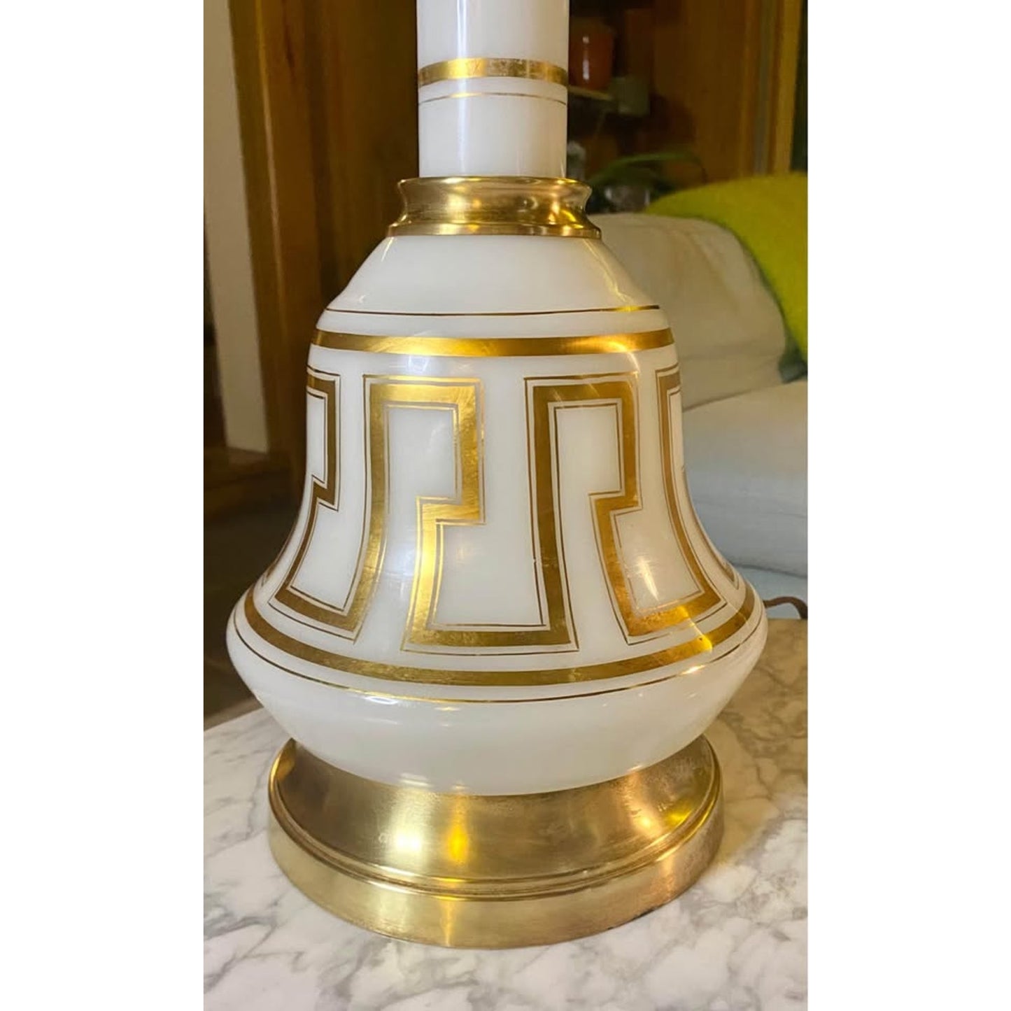 vintage pair of Greek key Torchiere lamps