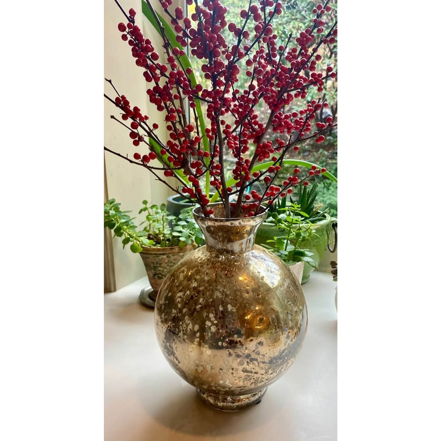 antiqued silver / gold mercury glass vase