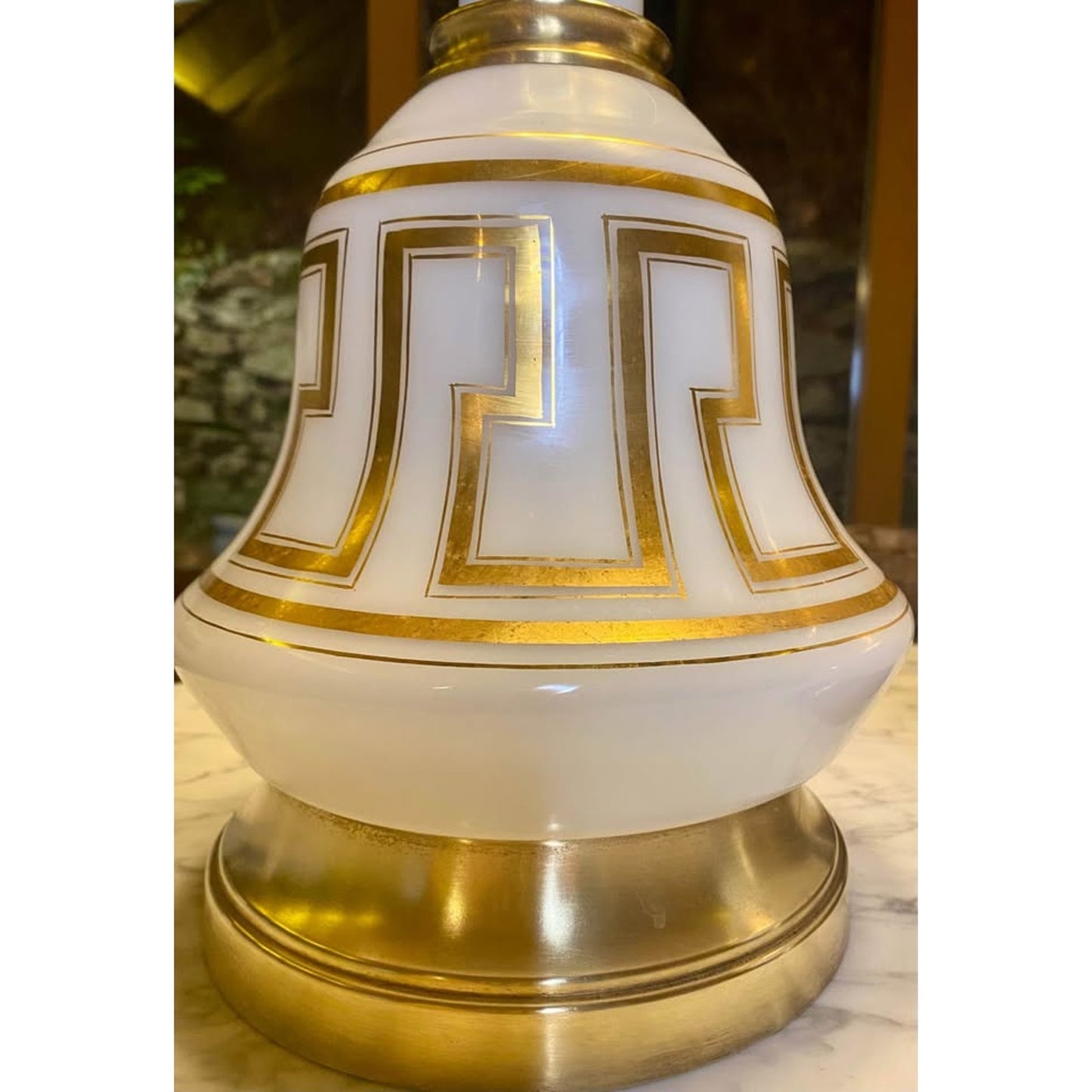 vintage pair of Greek key Torchiere lamps