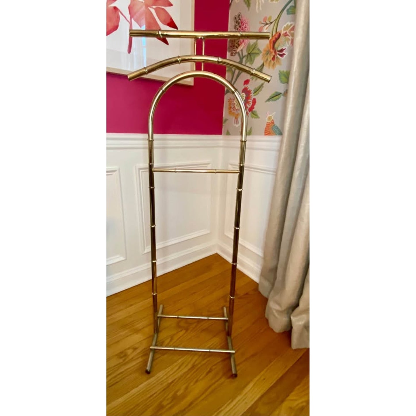 Vintage faux bamboo brass finish valet