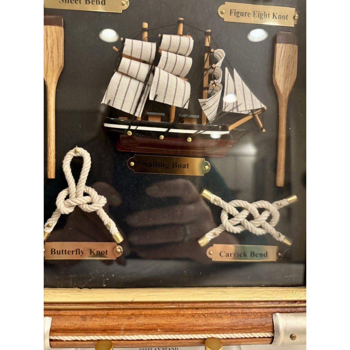 Sailing Ship And Nautical Knots Shadow Box Display Wall Decor