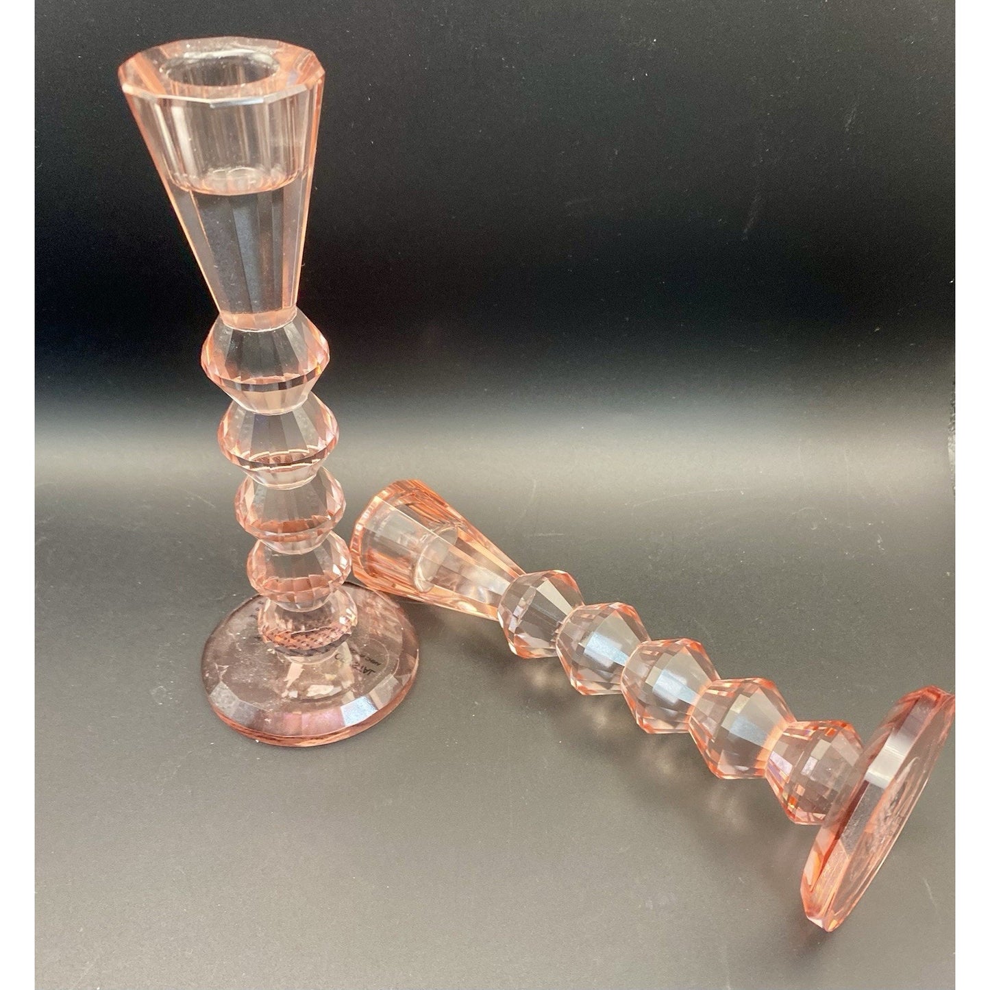 Pink Crystal Candlestick Set (2)
