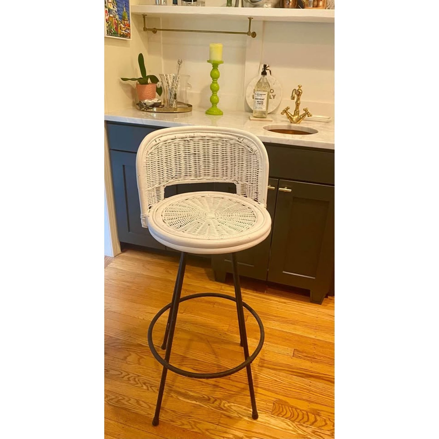 Vintage Rattan Wicker Bar Stool
