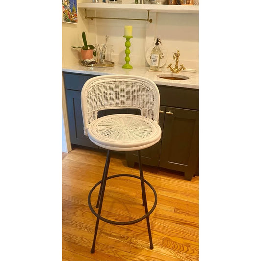 Vintage Rattan Wicker Bar Stool