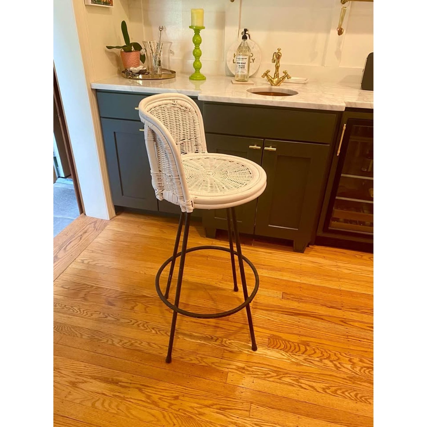 Vintage Rattan Wicker Bar Stool