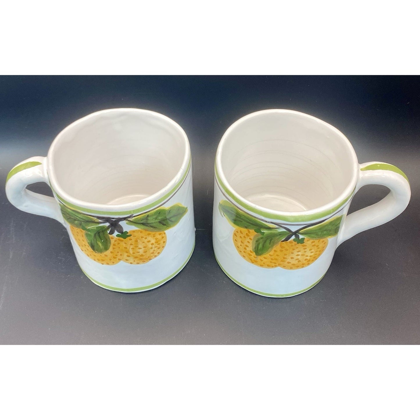 Orange Fruit coffee Mugs Hand Painted from Portugal. Set of 4