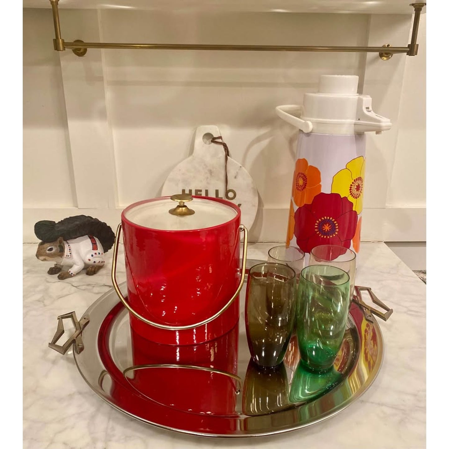 MCM Red Vinyl Ice Bucket
