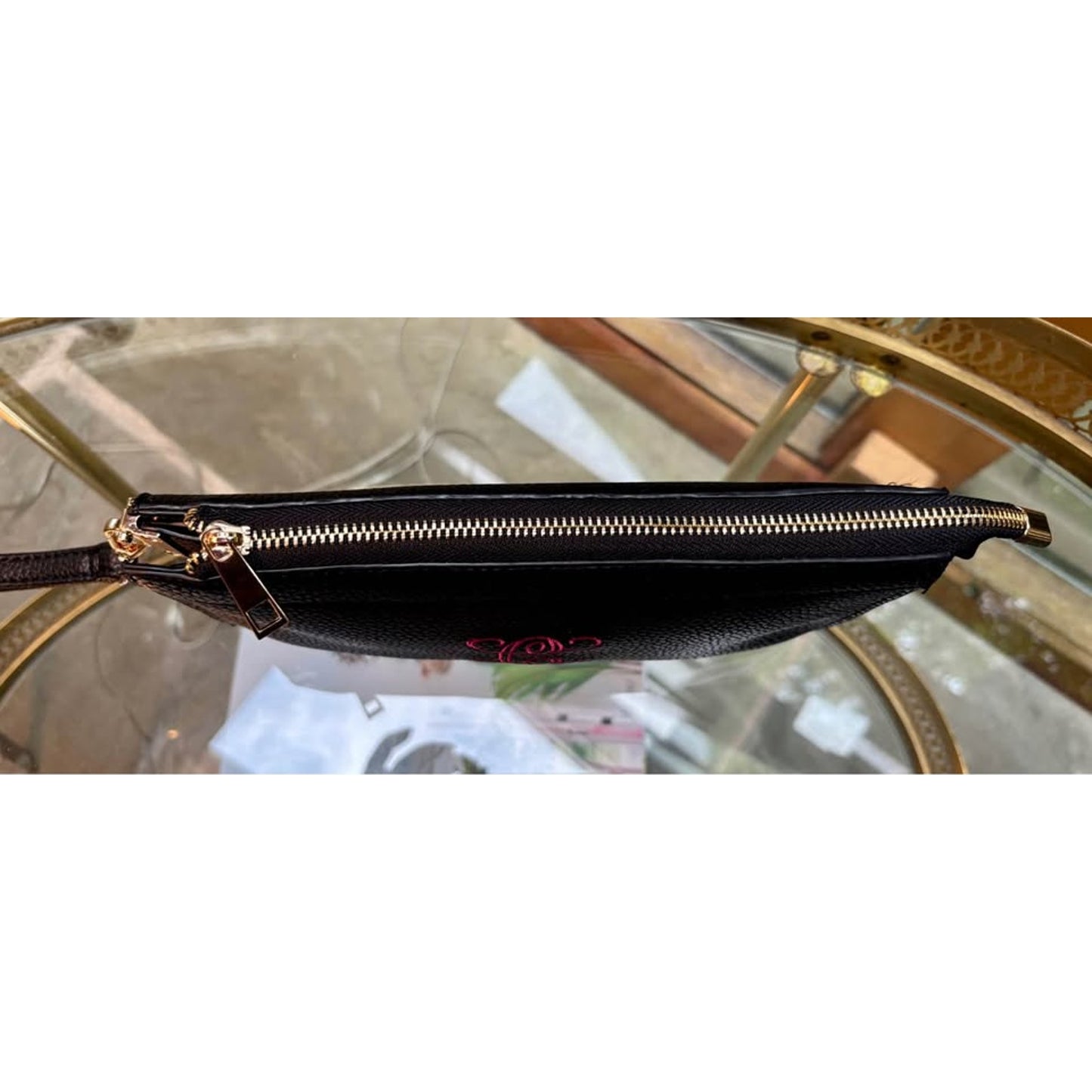 New Black Monogrammed 'C' Wristlet Clutch Crossbody Bag