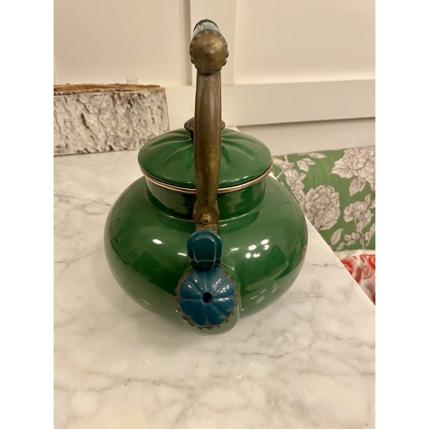 Vintage Green Enamel Teapot