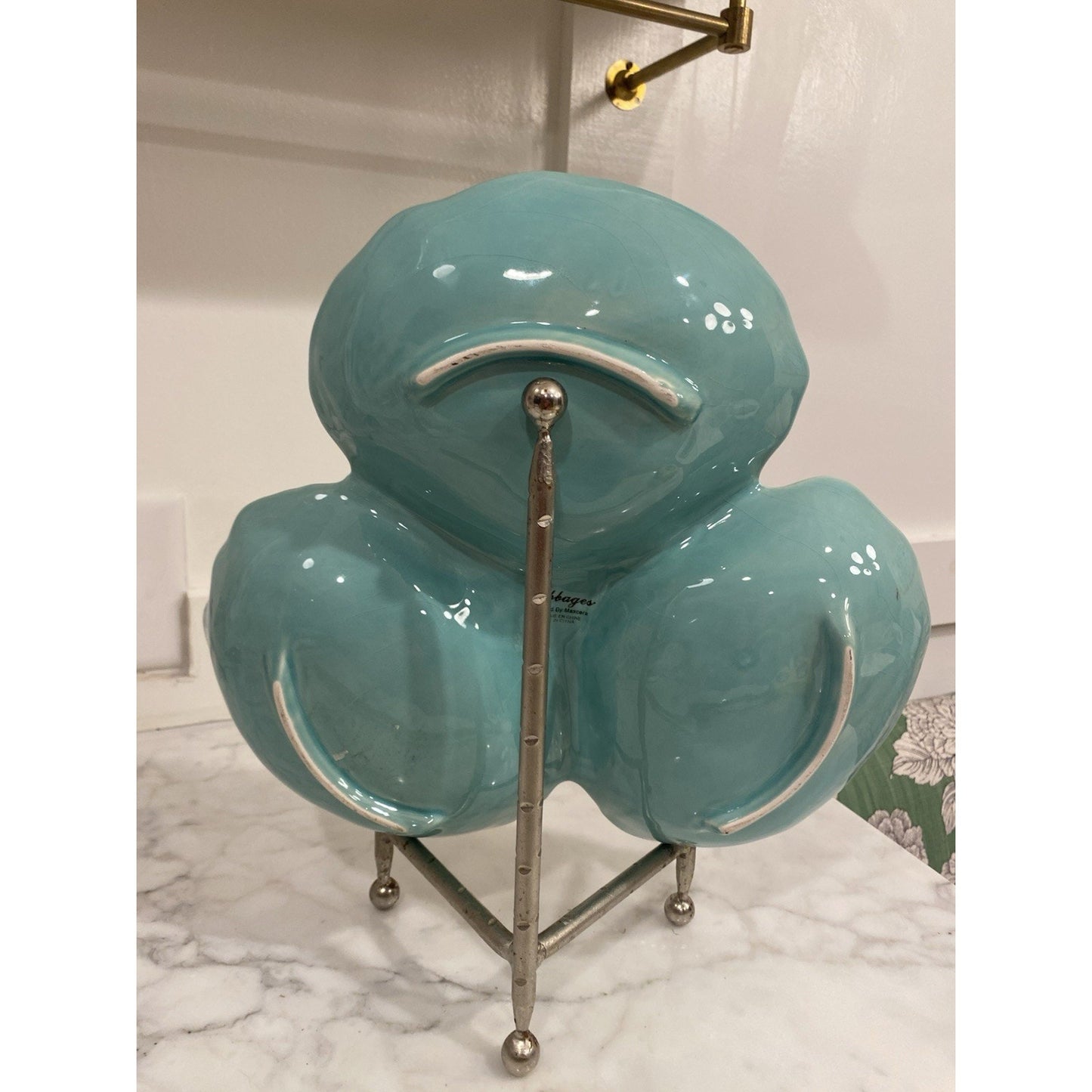 Maxcera Green Cabbage Leaf Three Part Handled Serving Dish