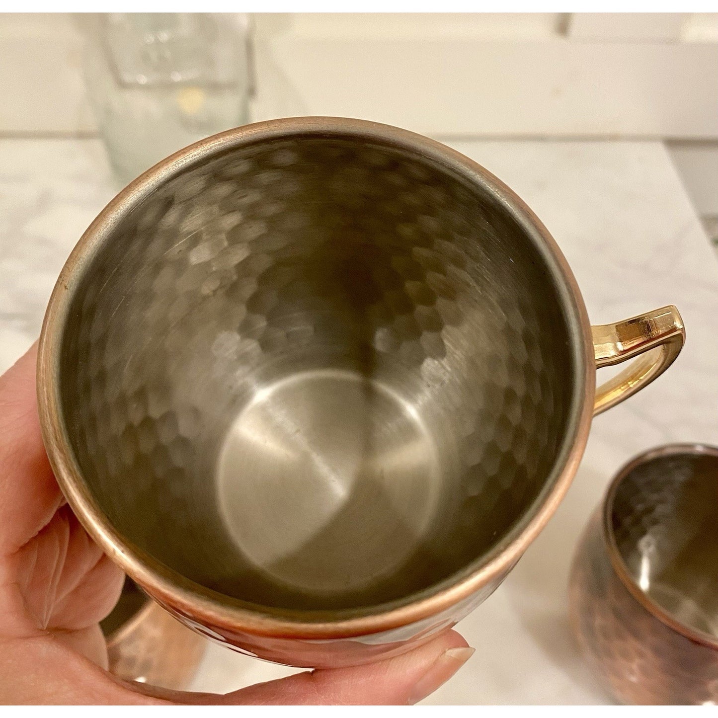 4 ECO-ONE Moscow Mule hammered copper mugs brass handle by Silver One In't