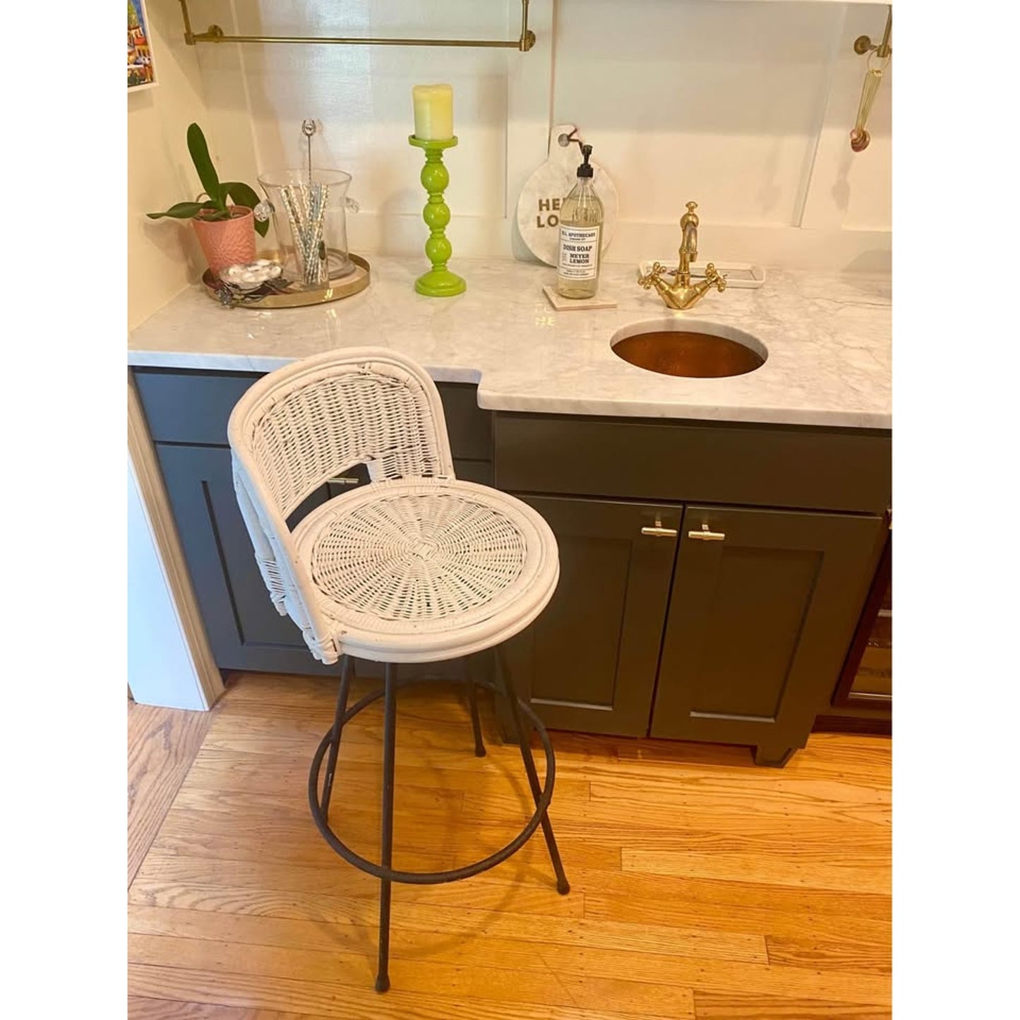 Vintage Rattan Wicker Bar Stool