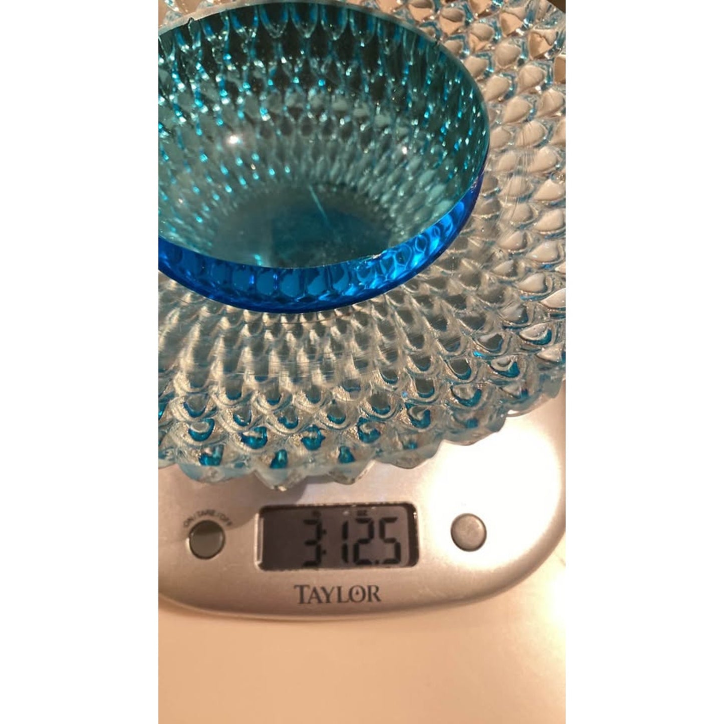 Heavy Vintage Blue Glass Bowl