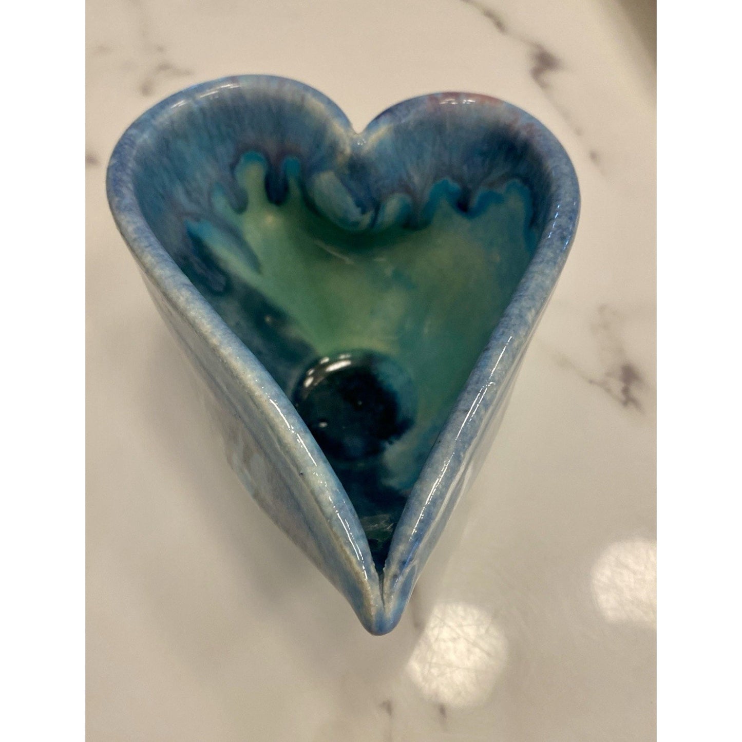 Lisa Howe Signed Art pottery blue/pink valentine day heart shaped dish