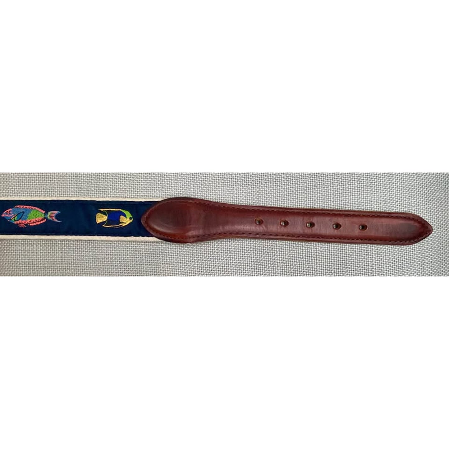 YRI Colorful Fish Ribbon Belt with Leather and brass buckle