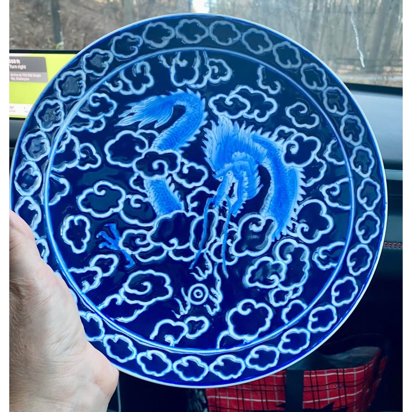 Blue and White Dragon Plate