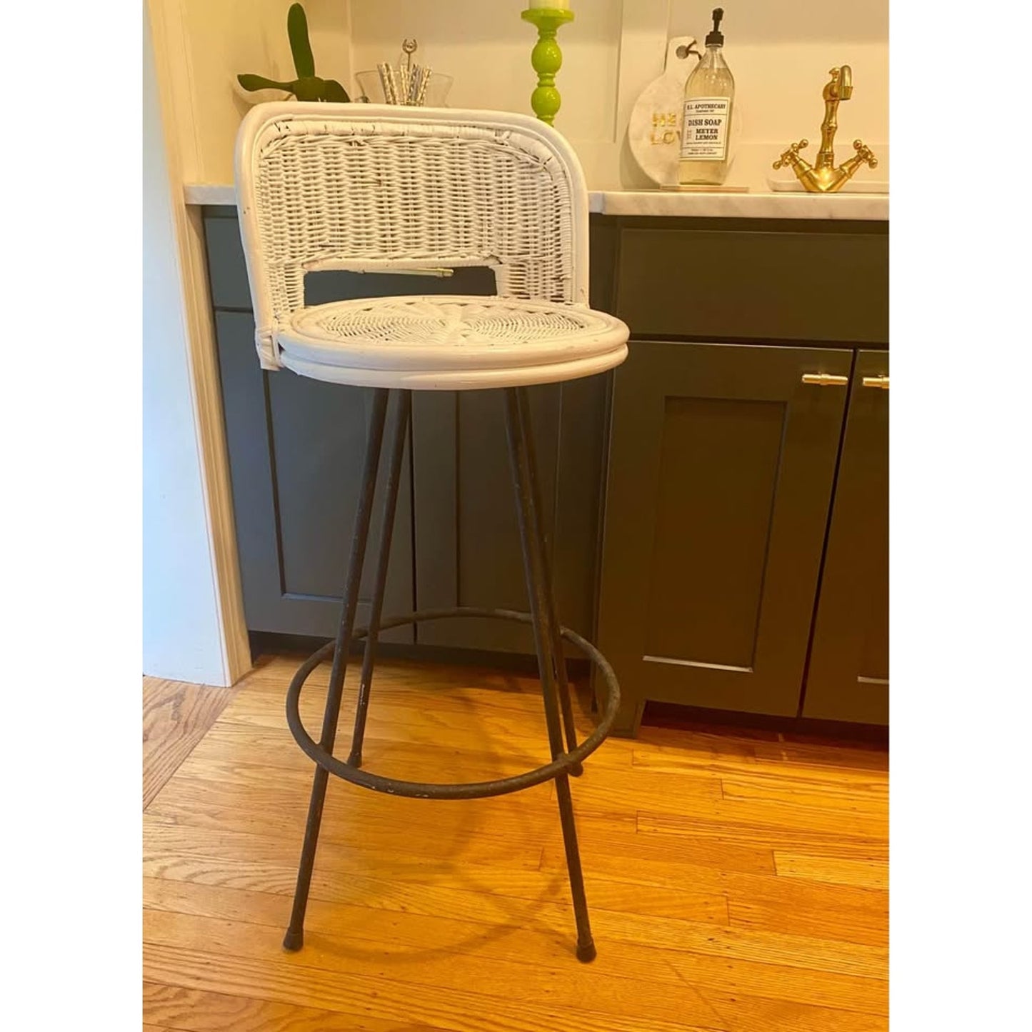 Vintage Rattan Wicker Bar Stool