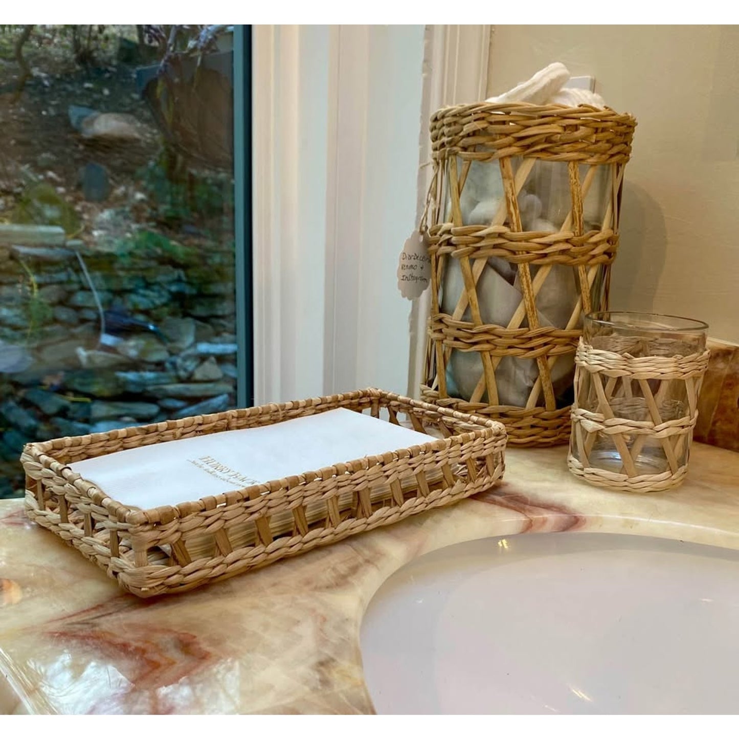 4 Piece Seagrass Bathroom Set