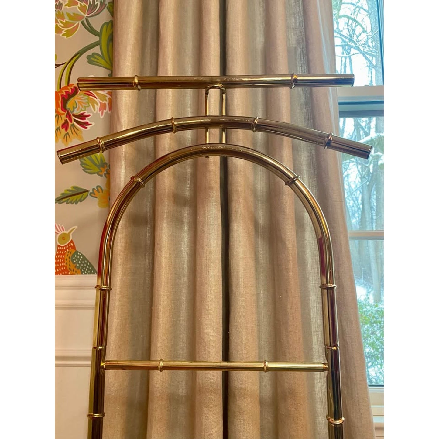 Vintage faux bamboo brass finish valet