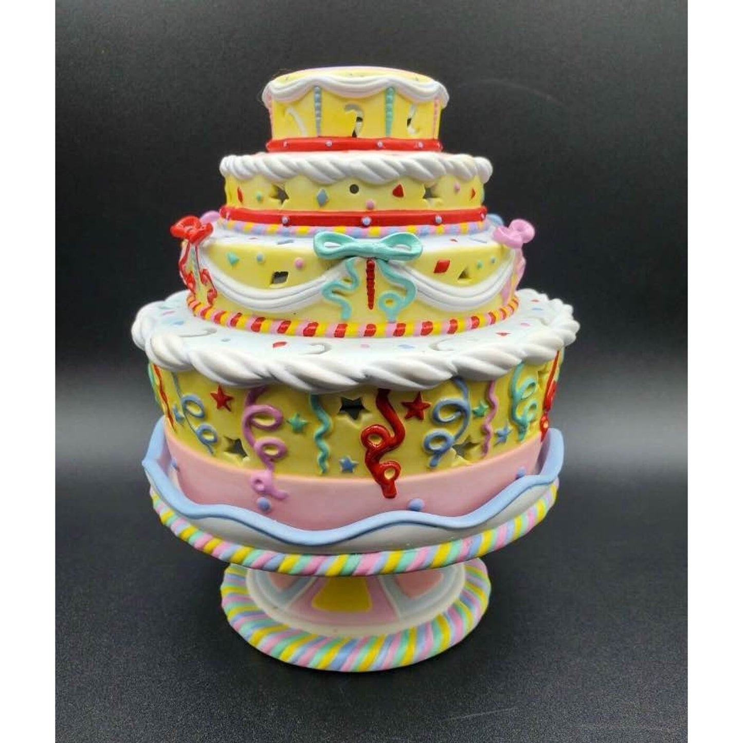 Party Lite Ceramic Cake-Shaped Candle Holder Colorful Whimsical