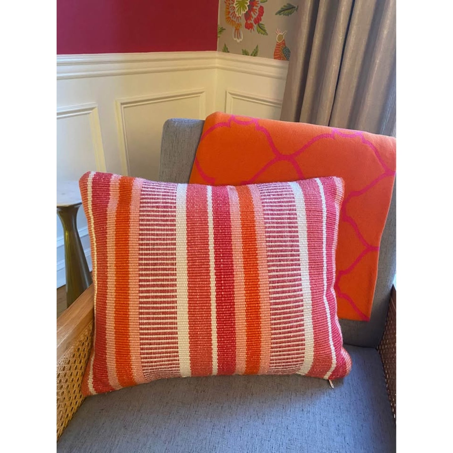 Pink, Orange and White Kit Kemp for Annie Selke pillows