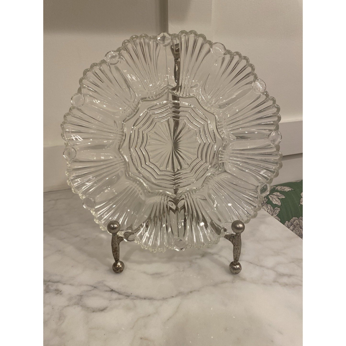 Vintage Anchor Hocking Indiana Clear Glass Deviled Egg Shellfish Platter Tray
