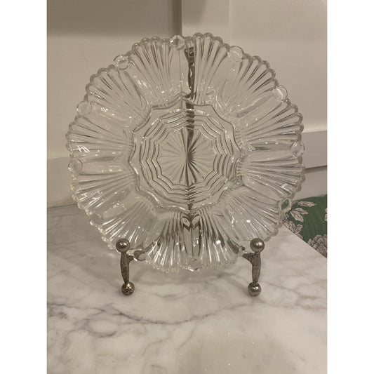Vintage Anchor Hocking Indiana Clear Glass Deviled Egg Shellfish Platter Tray
