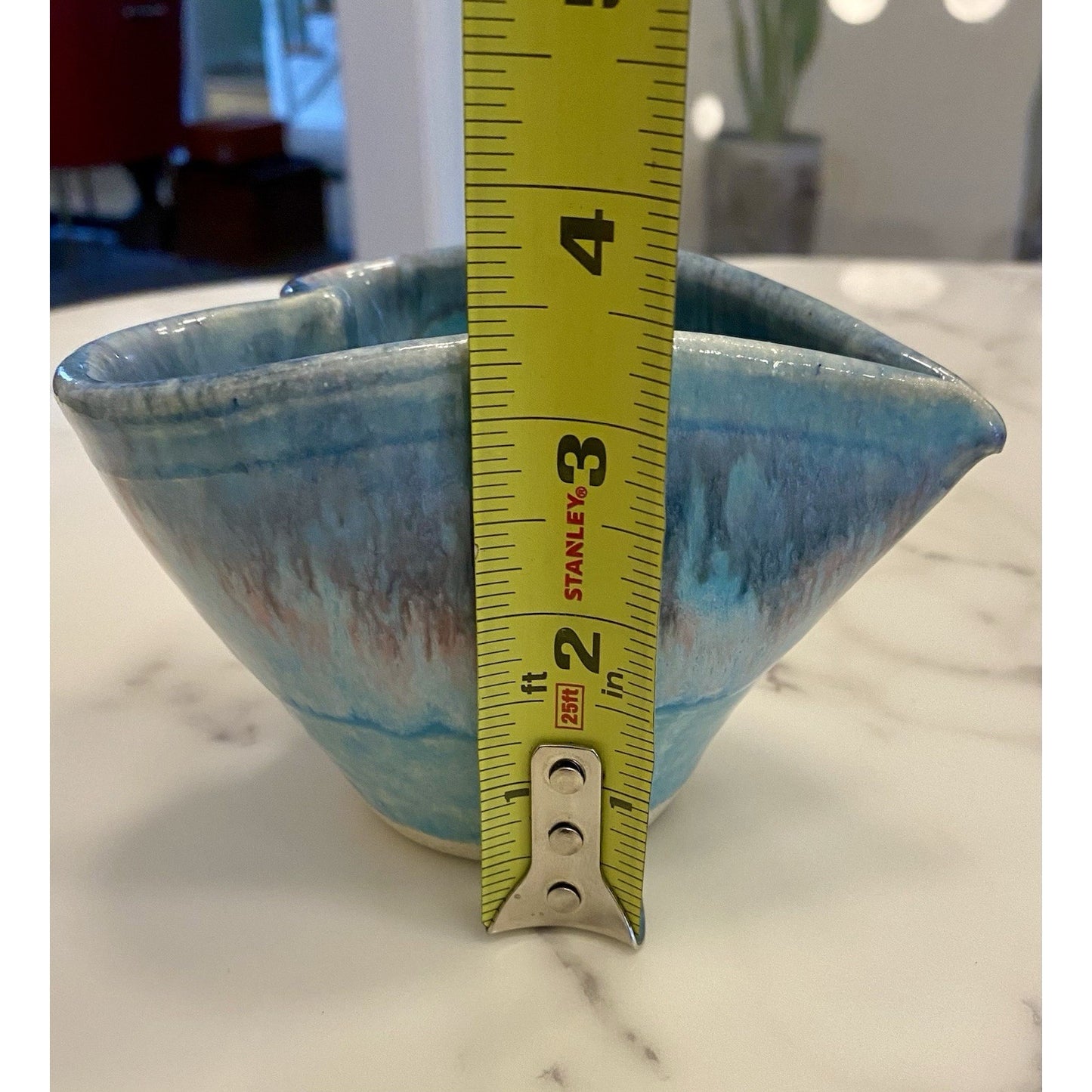 Lisa Howe Signed Art pottery blue/pink valentine day heart shaped dish